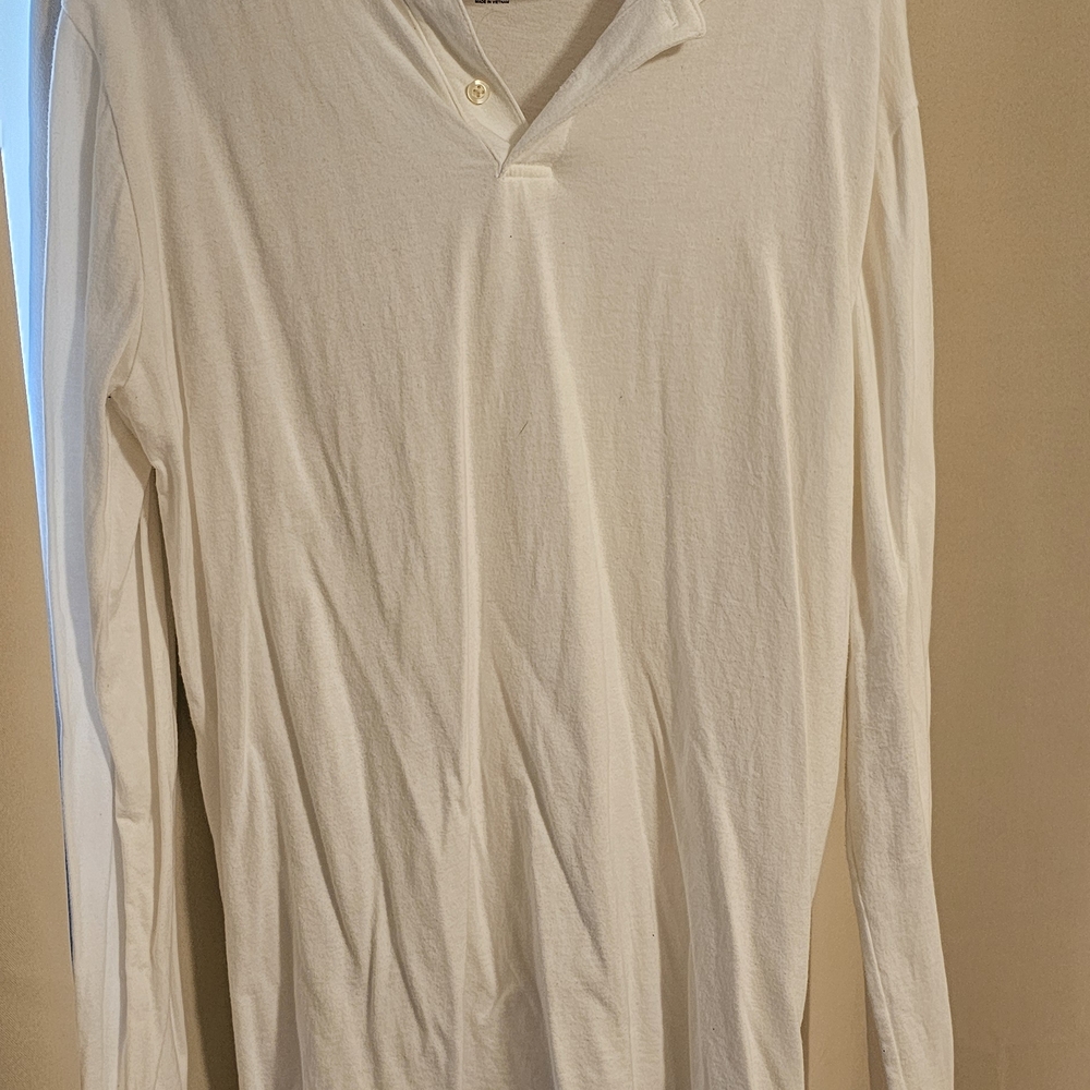 GAP Men's White Long Sleeve Polo Shirt